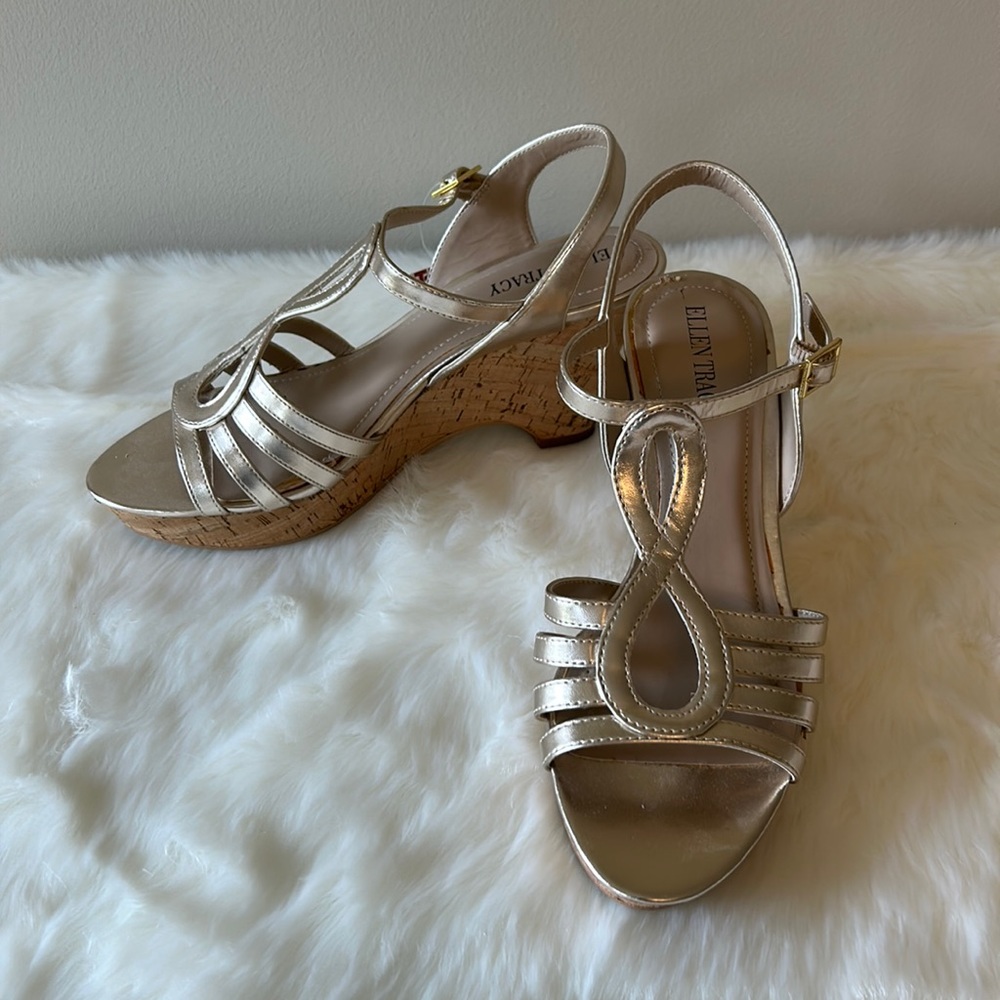 Ellen Tracy Metallic Wedges